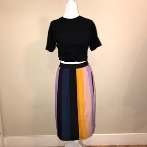 Color block pleated skirt